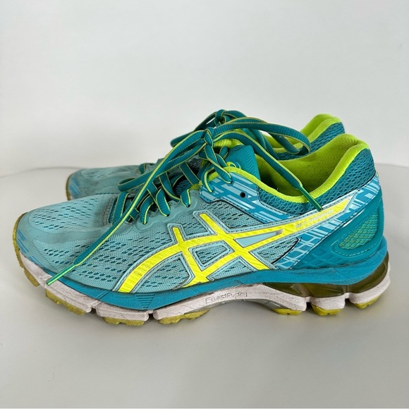 ASICS Gel Pursue 3 Running Active Shoe Size 7 Aqua Splash Safety Yellow Aquarium - Picture 4 of 7